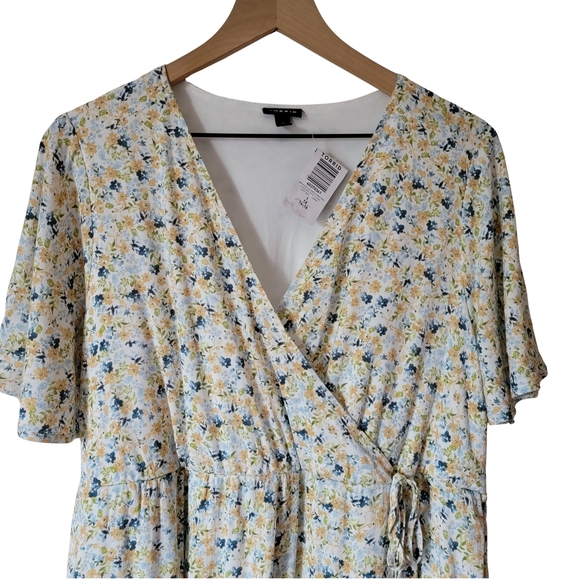 Torrid Maxi Rayon Slub Surplice Wrap Dress Ditzy Floral Plus Size 1X NWT - Picture 4 of 15